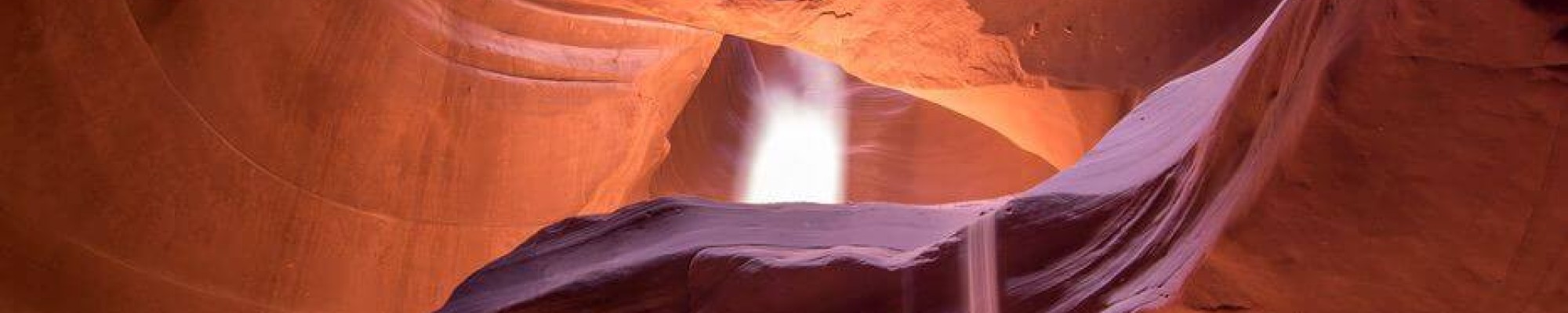Antelope canyon lit by sunbeams