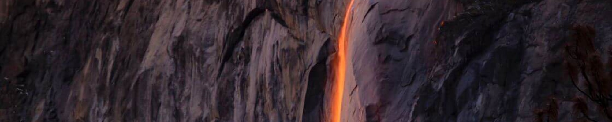 Nicely lit waterfall in the sunset that seems like lava